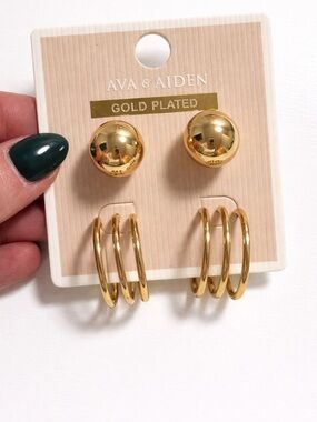 Ava & Aiden Radiant Gold Earrings Set